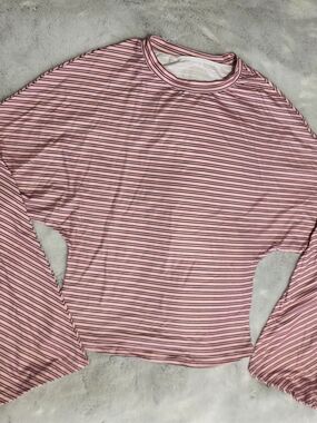 Striped Pink Long-Sleeve Crewneck Top